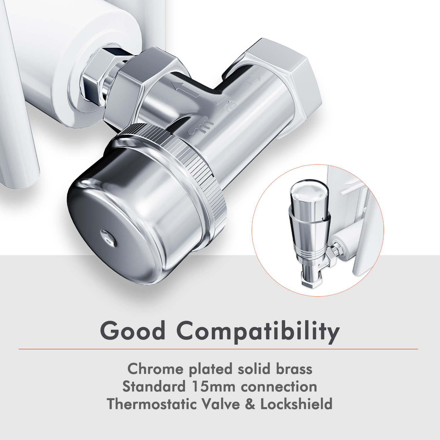 ELEGANT Chrome Angled Thermostatic Radiator Valve Set TRV Radiator